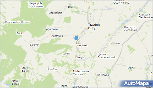 mapa Węglinek, Węglinek gmina Trzydnik Duży na mapie Targeo